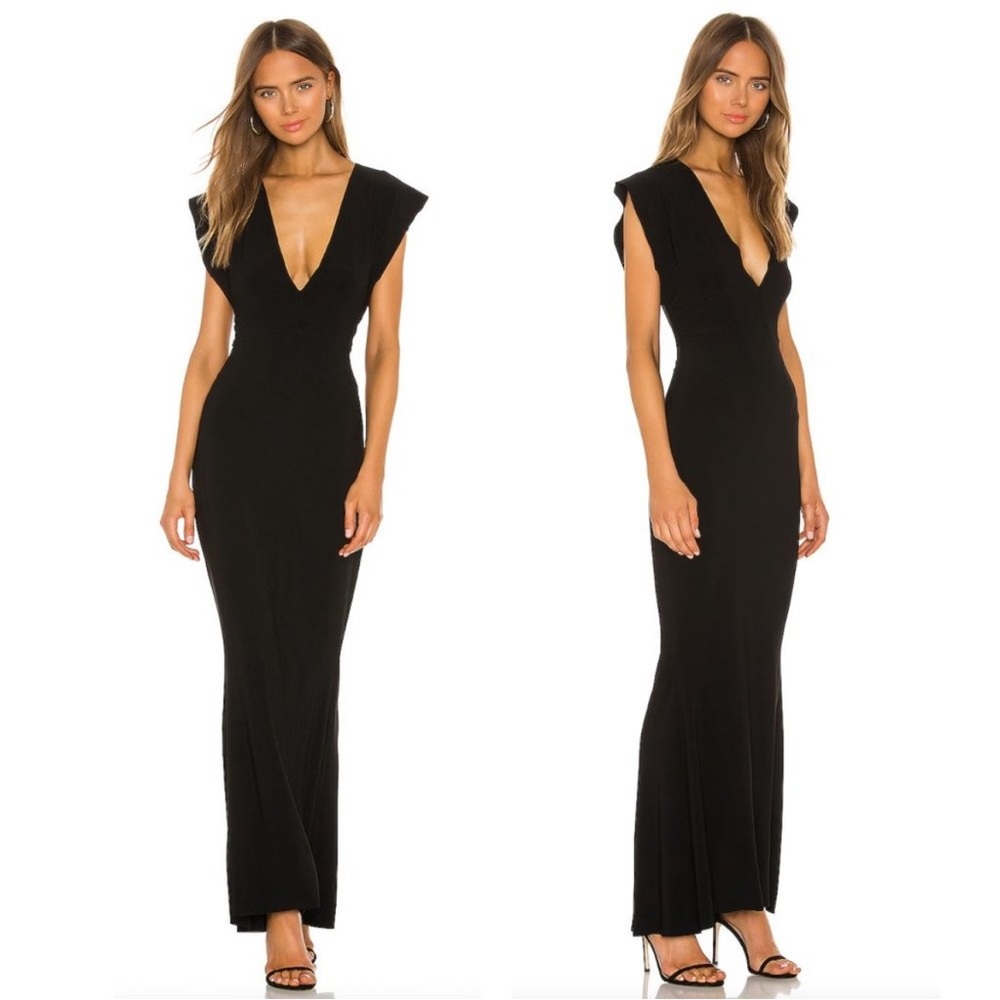 Norma Kamali X REVOLVE V Neck Rectangle Gown in Black